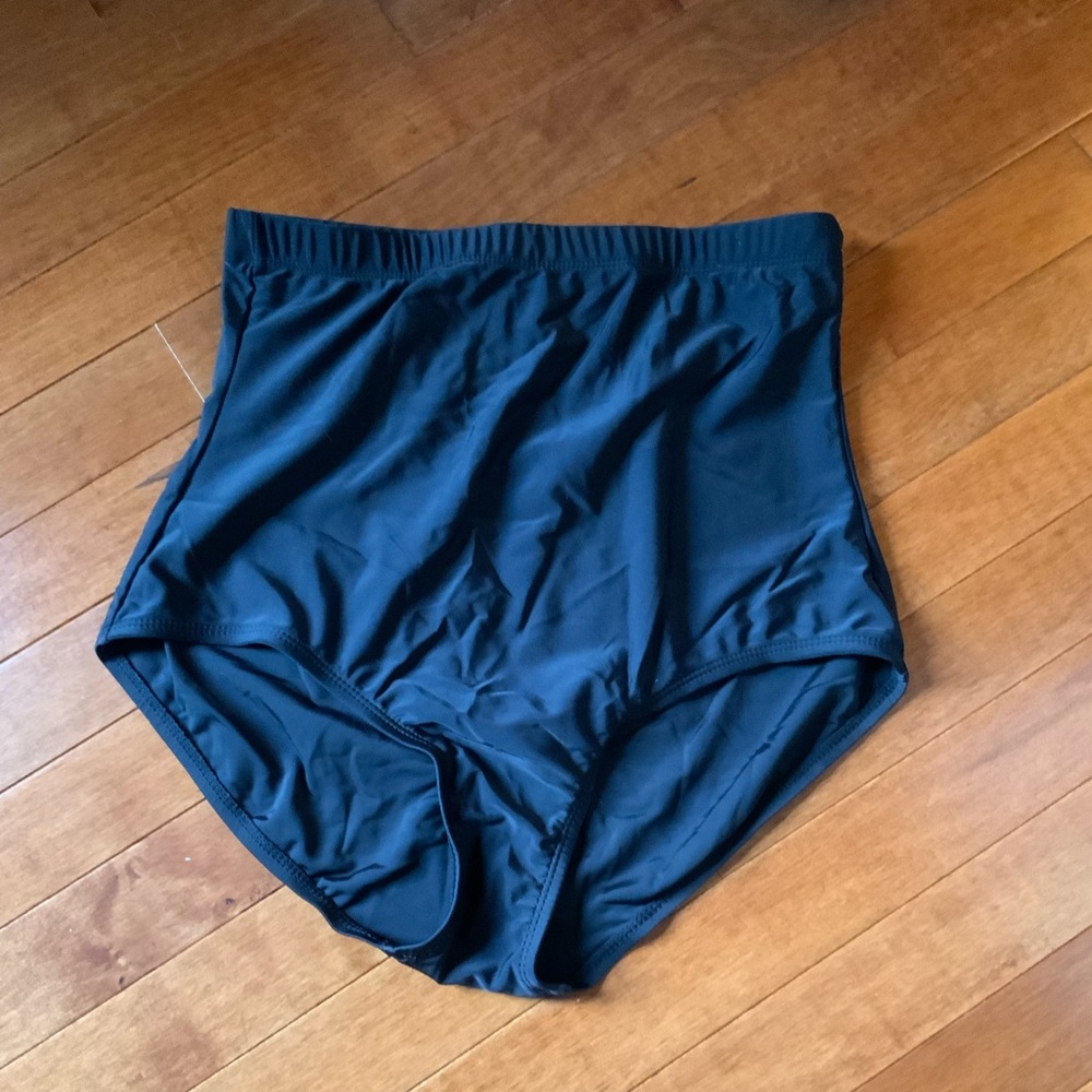 Full coverage high leg Swimsuit bottom sz 12 Black